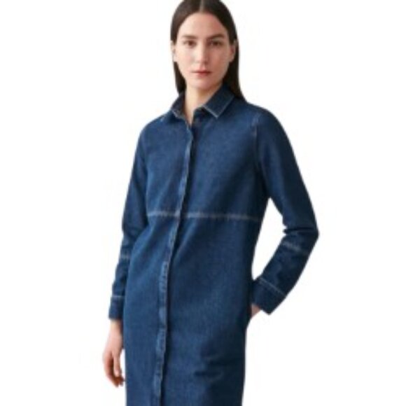 COS Topstitched Denim Dress 2 - Picture 1 of 5